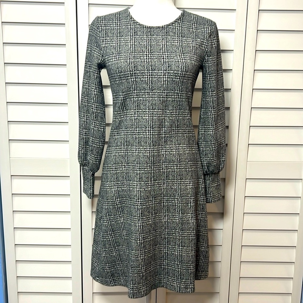 Ann Taylor Gray Plaid Dress